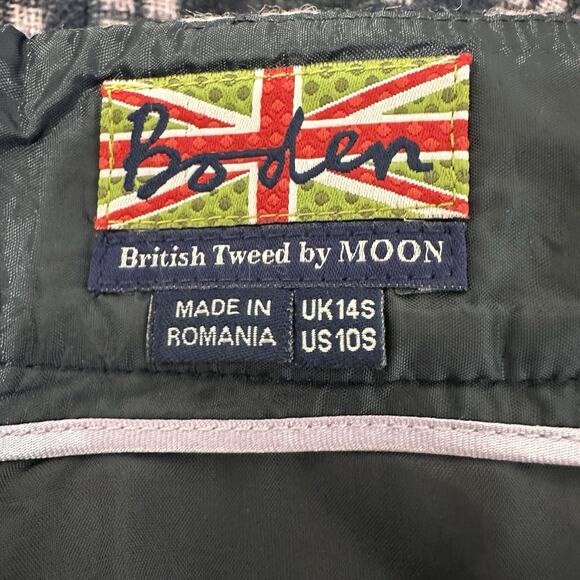 Boden Moon British Tweed Wool Skirt Size 10S Windowpane Check Plaid Mod Preppy - Picture 9 of 12